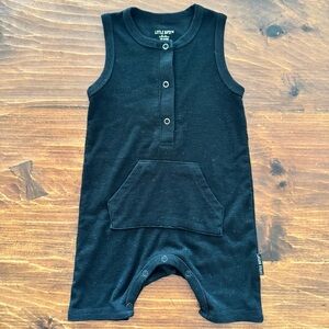 EUC Little Bipsy Black Ribbed Tank Romper 18-24